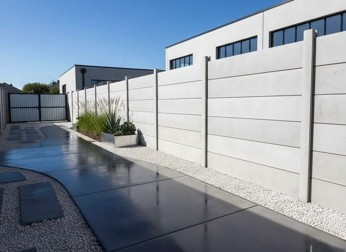 Concrete Fencing plain concrete posts and gravel boards.jpg